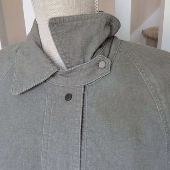 BONNIE ALEX Long Utility Jacket Coat - Womens Small - Khaki Green - Snap Closure - Picture 2 of 15
